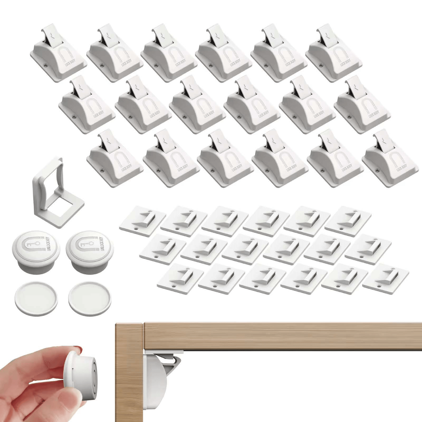 Pack of 4 locks +1magnetic key white